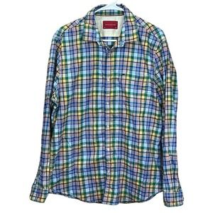 Peter England Mens Shirt Multicolor Button Down Plaid Size 40